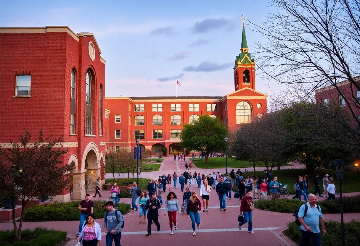 Campus life at Kennesaw State University with students and modern buildings