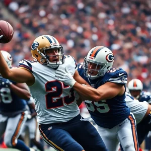 NFL football game featuring tight ends on the field