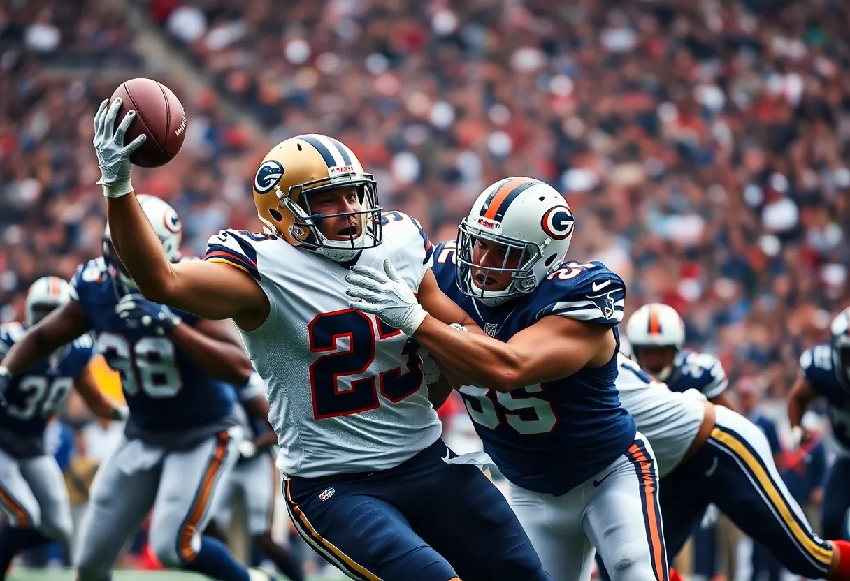 NFL football game featuring tight ends on the field