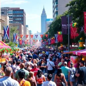 Crowds enjoying various Labor Day events in Atlanta