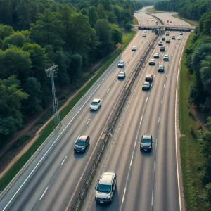 A busy highway scene depicting holiday travel in Georgia