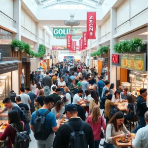 Shoppers dining in the food court at Lenox Square