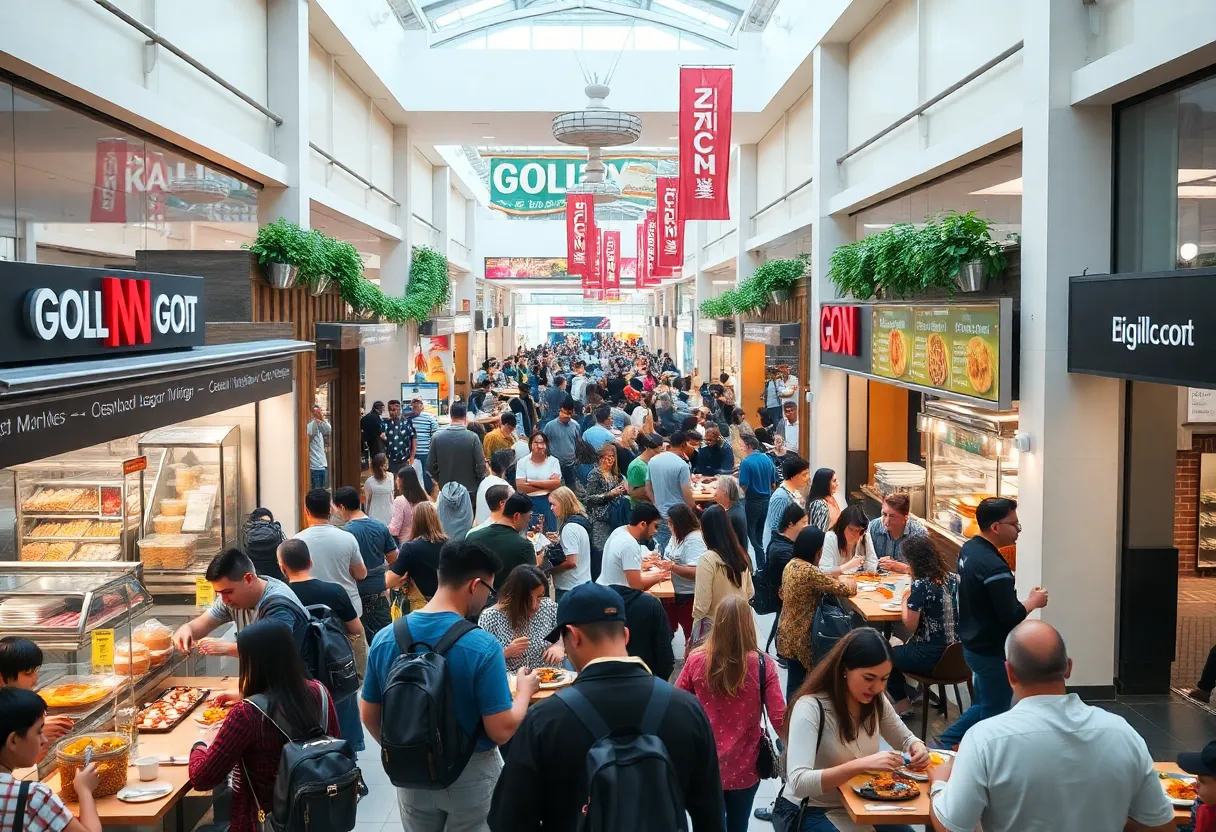 Shoppers dining in the food court at Lenox Square