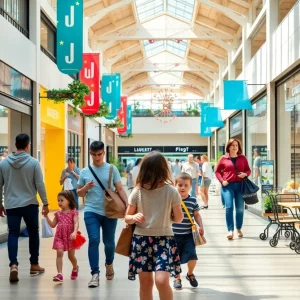 Children playing in front of Lenox Square shopping mall