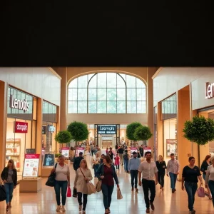 Shoppers exploring Lenox Square during a busy day.