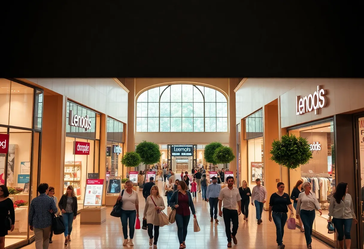 Shoppers exploring Lenox Square during a busy day.