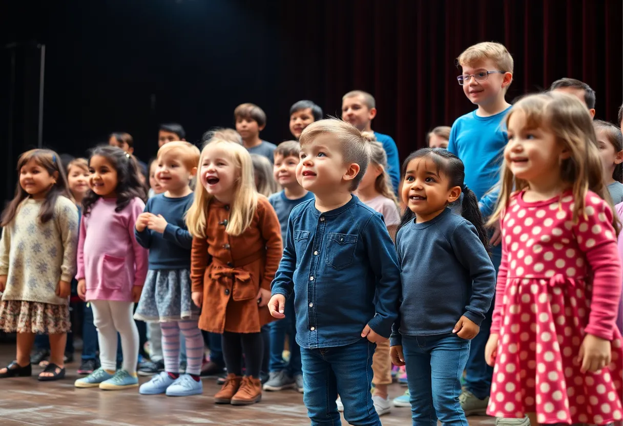 Children auditioning for the Lion King production