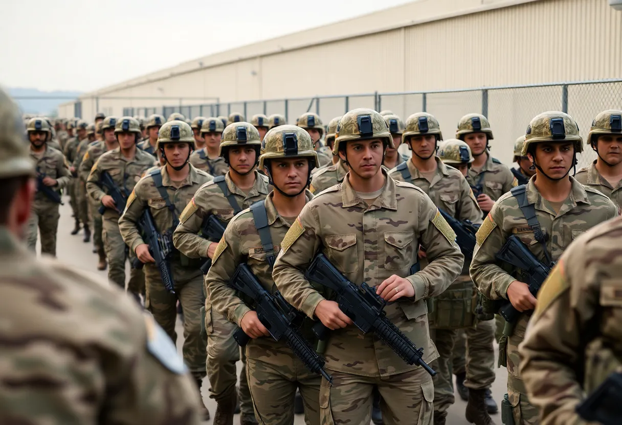 National Guard troops assisting at an ICE facility.