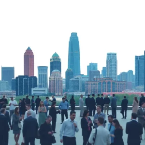 People networking in Atlanta at a local event