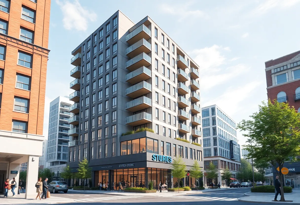 Rendering of new mixed-use student housing in Midtown Atlanta