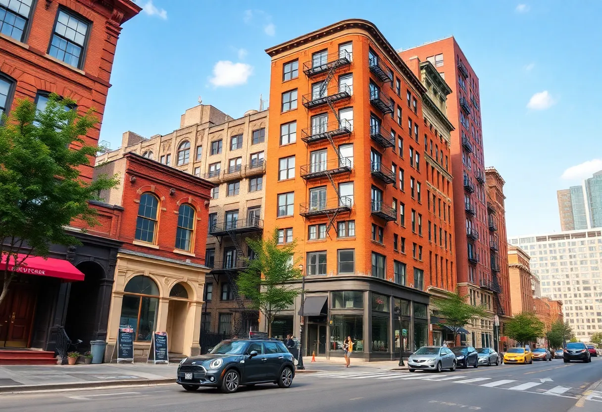 Street view of Old Fourth Ward showcasing old and new architecture.