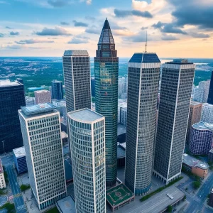 Aerial image of Peachtree Center in Atlanta