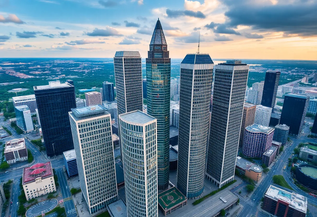 Aerial image of Peachtree Center in Atlanta