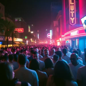 Scene from Pluto's 'Party All Night' music video showcasing Atlanta nightlife.