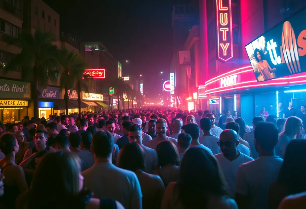 Scene from Pluto's 'Party All Night' music video showcasing Atlanta nightlife.