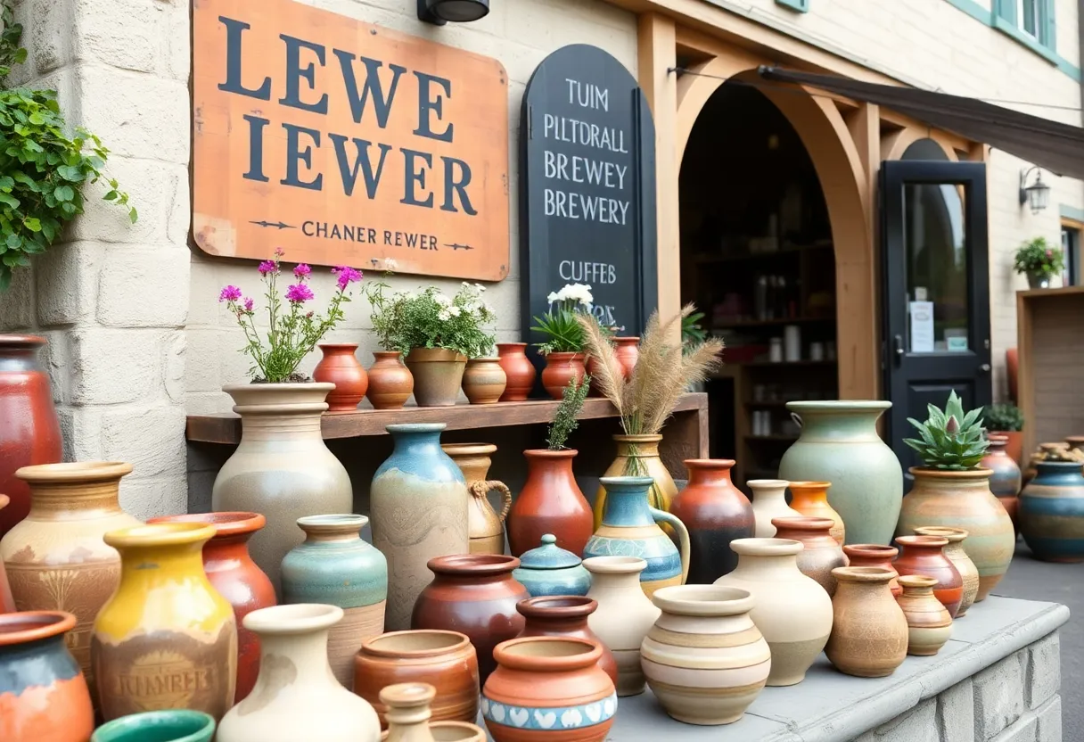 Participants showcasing their handmade pottery creations