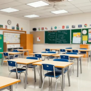 Safety measures in an elementary school classroom