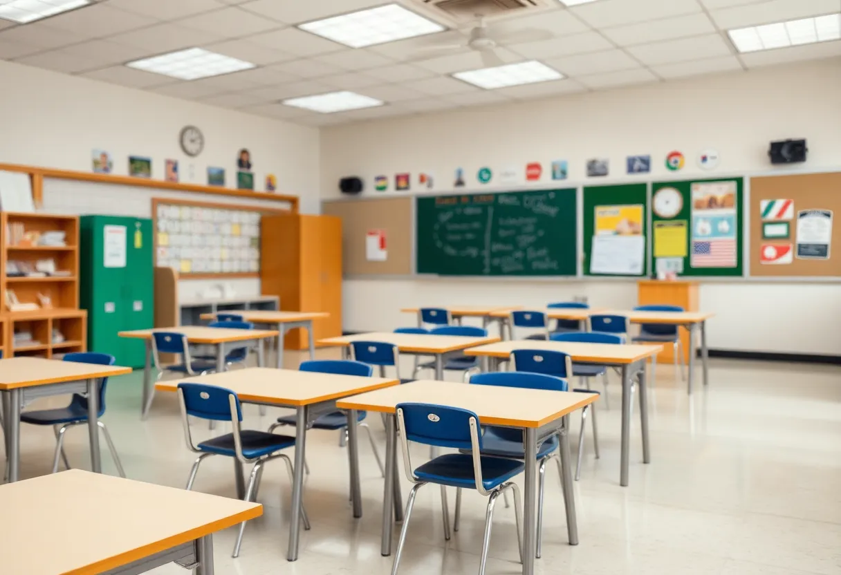 Safety measures in an elementary school classroom