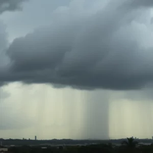 Stormy sky over Atlanta with flooding