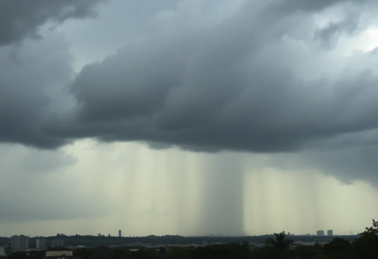 Stormy sky over Atlanta with flooding