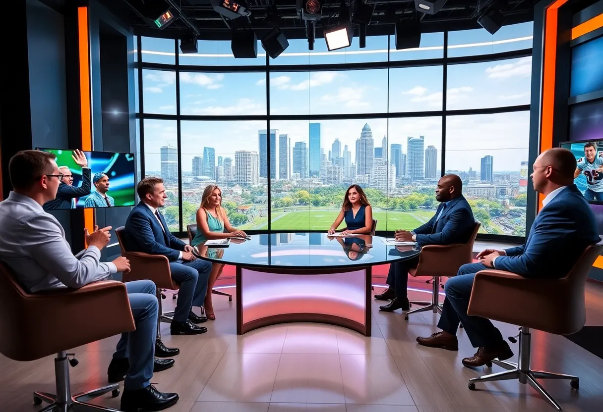 SportsTalkATL hosts discussing sports in a studio
