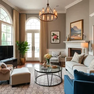 Well-staged living room in an Atlanta home