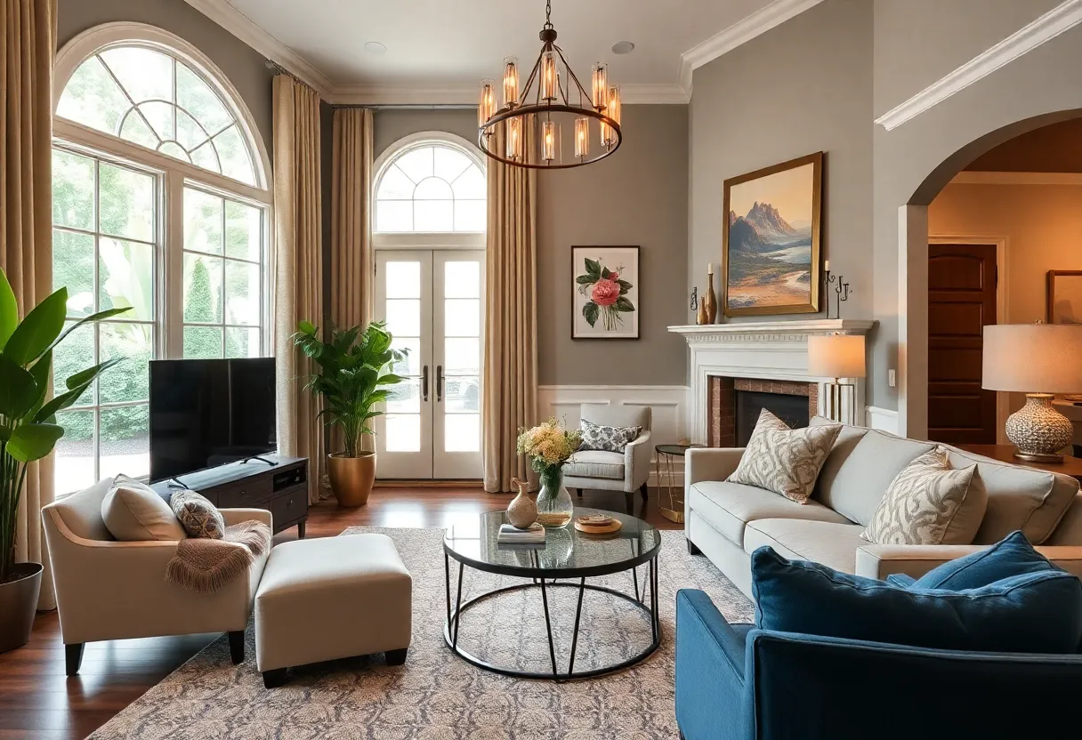Well-staged living room in an Atlanta home