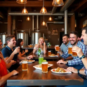 Friends enjoying Taco Trivia Night at Wild Heaven West End