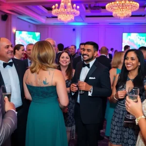 Fundraising gala attendees celebrating educational initiatives