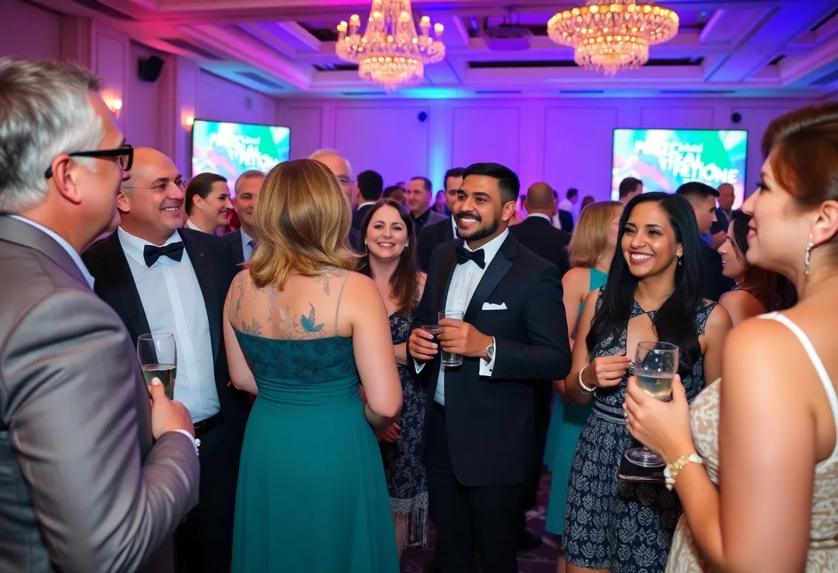 Fundraising gala attendees celebrating educational initiatives