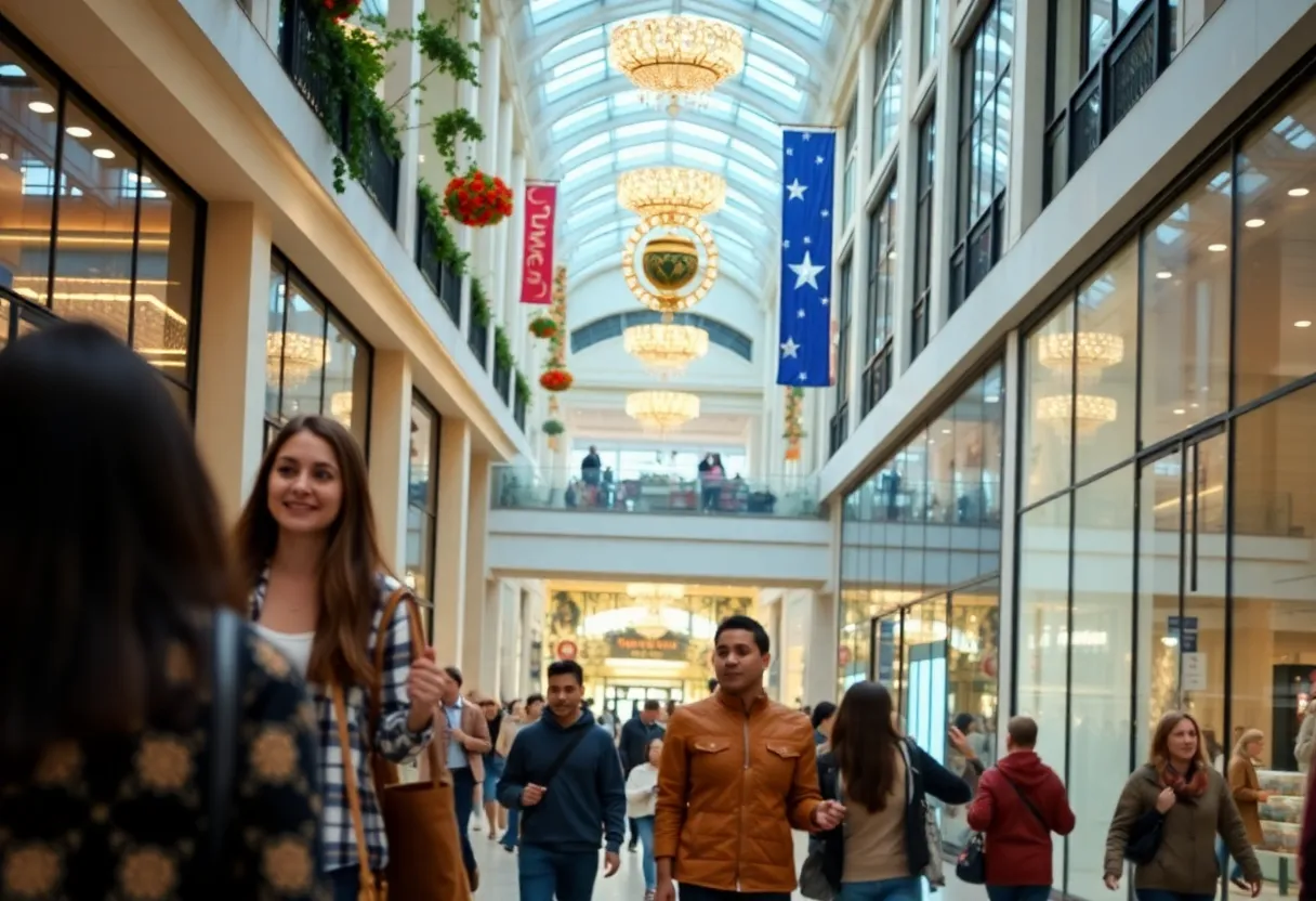A group of friends shopping at Lenox Square in Buckhead, Atlanta.