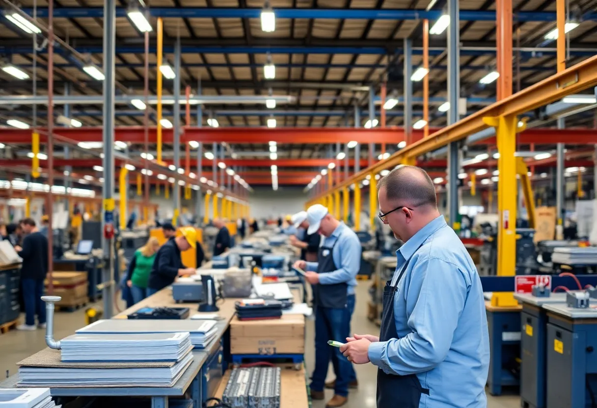 Vice President JD Vance speaking at a refrigeration manufacturing plant event in Atlanta.