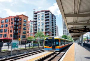View of affordable apartments near a MARTA station in Atlanta