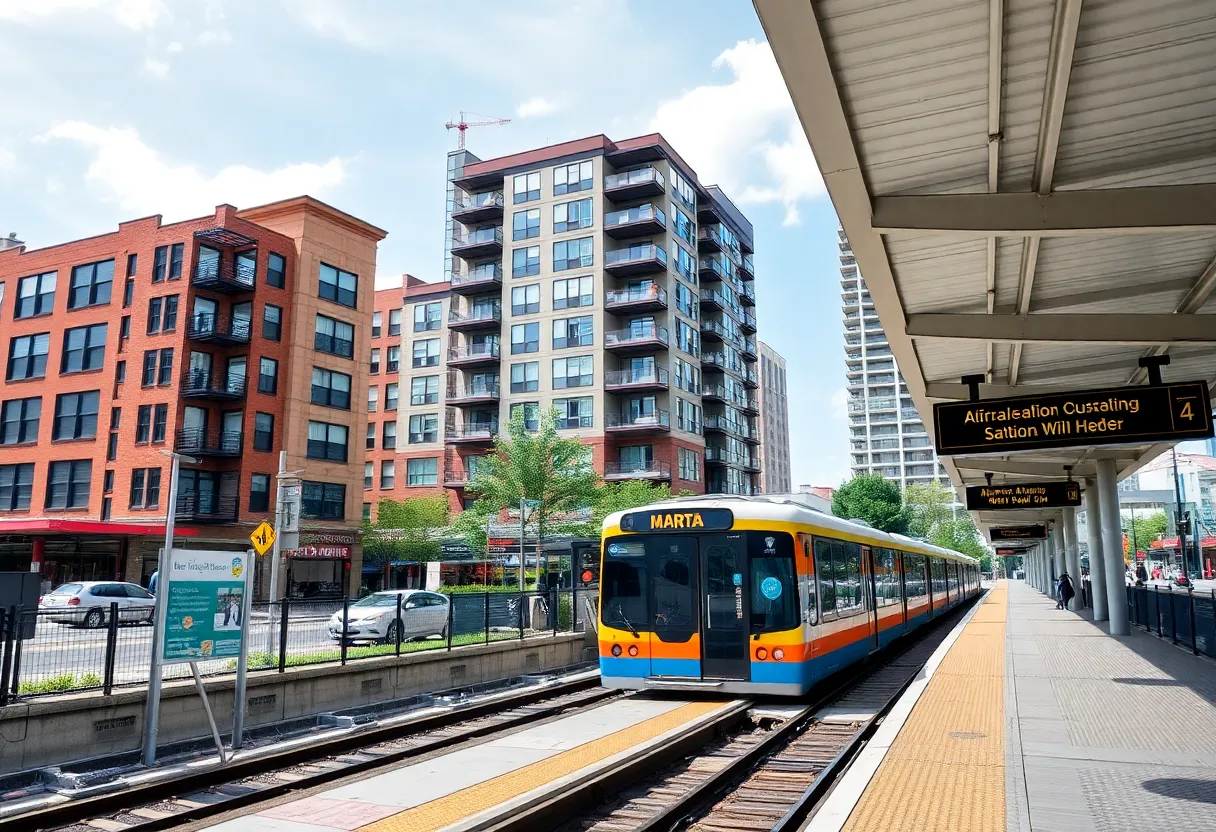 View of affordable apartments near a MARTA station in Atlanta