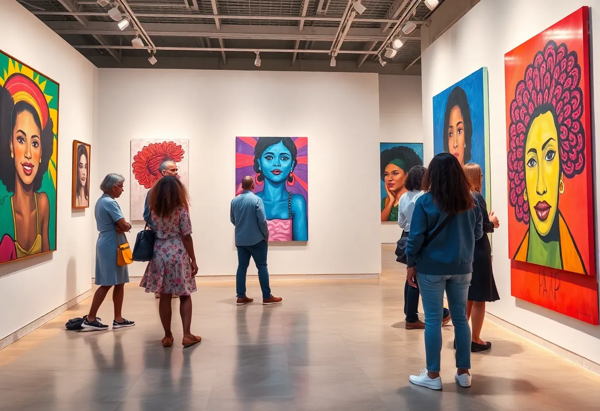 Art exhibition featuring diverse contemporary paintings