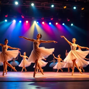 Ballet dancers performing on stage during Atlanta Ballet's new season opening.