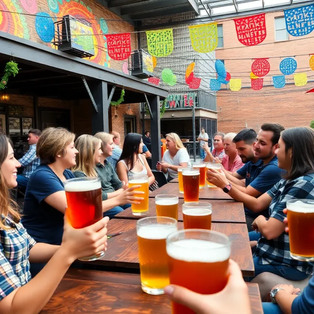 People enjoying craft beer at a brewery in Atlanta