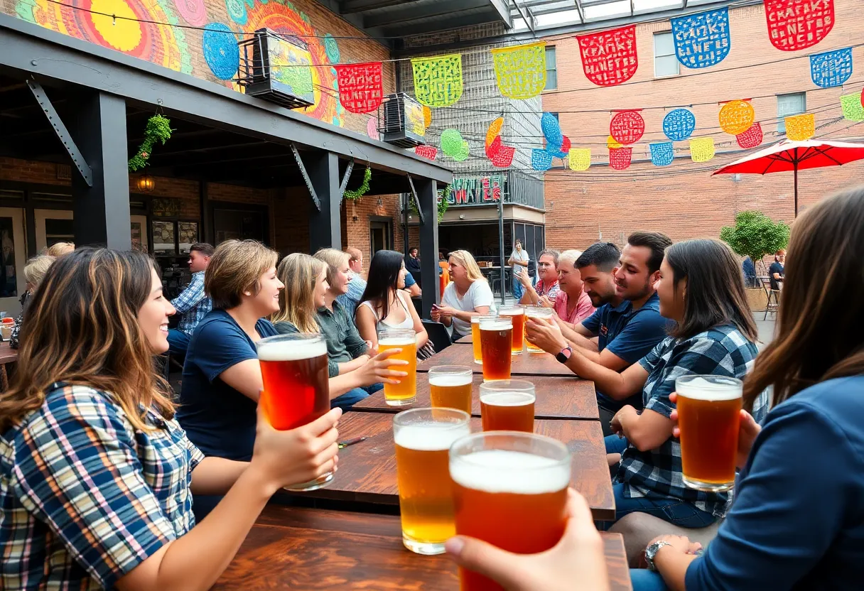 People enjoying craft beer at a brewery in Atlanta