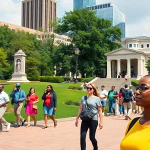 Visitors exploring civil rights landmarks in Atlanta