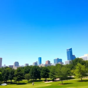 Clear blue sky over Atlanta parks