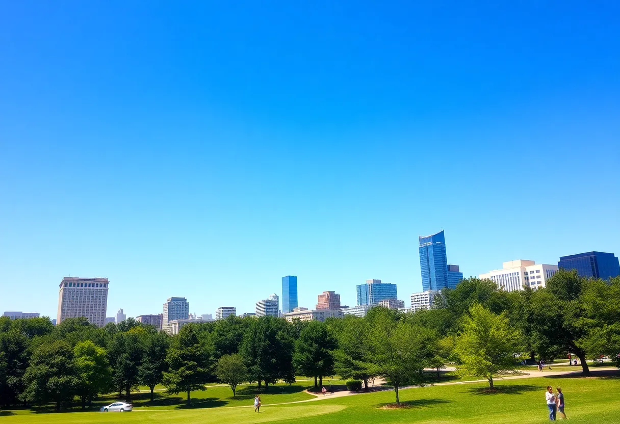Clear blue sky over Atlanta parks