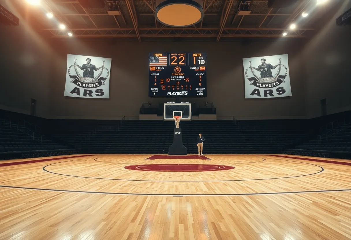 Empty basketball court after playoff elimination