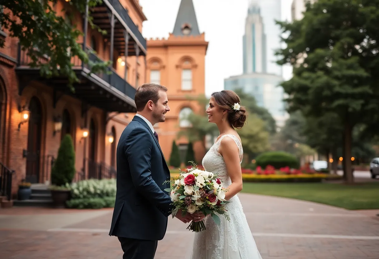 Couple during an elopement ceremony in Atlanta