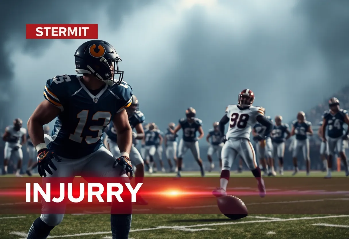 Atlanta Falcons players on the field during a game.