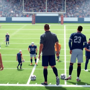 Atlanta Falcons players practicing with visible injuries