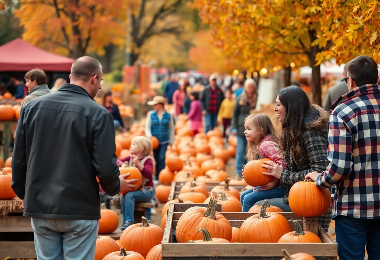 Families enjoying fall activities at Atlanta festivals.