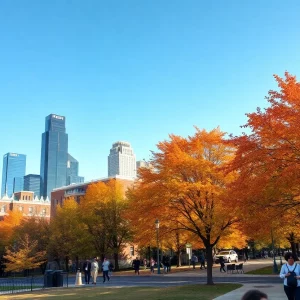 People enjoying fall weather in Atlanta, Georgia