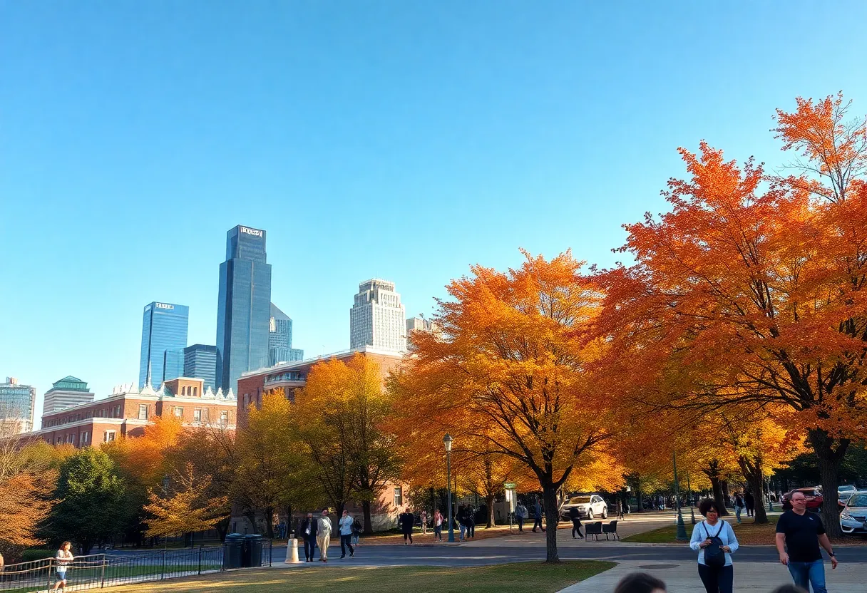 People enjoying fall weather in Atlanta, Georgia