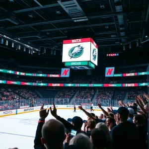 Fans showing support for the Atlanta Gladiators in the hockey arena