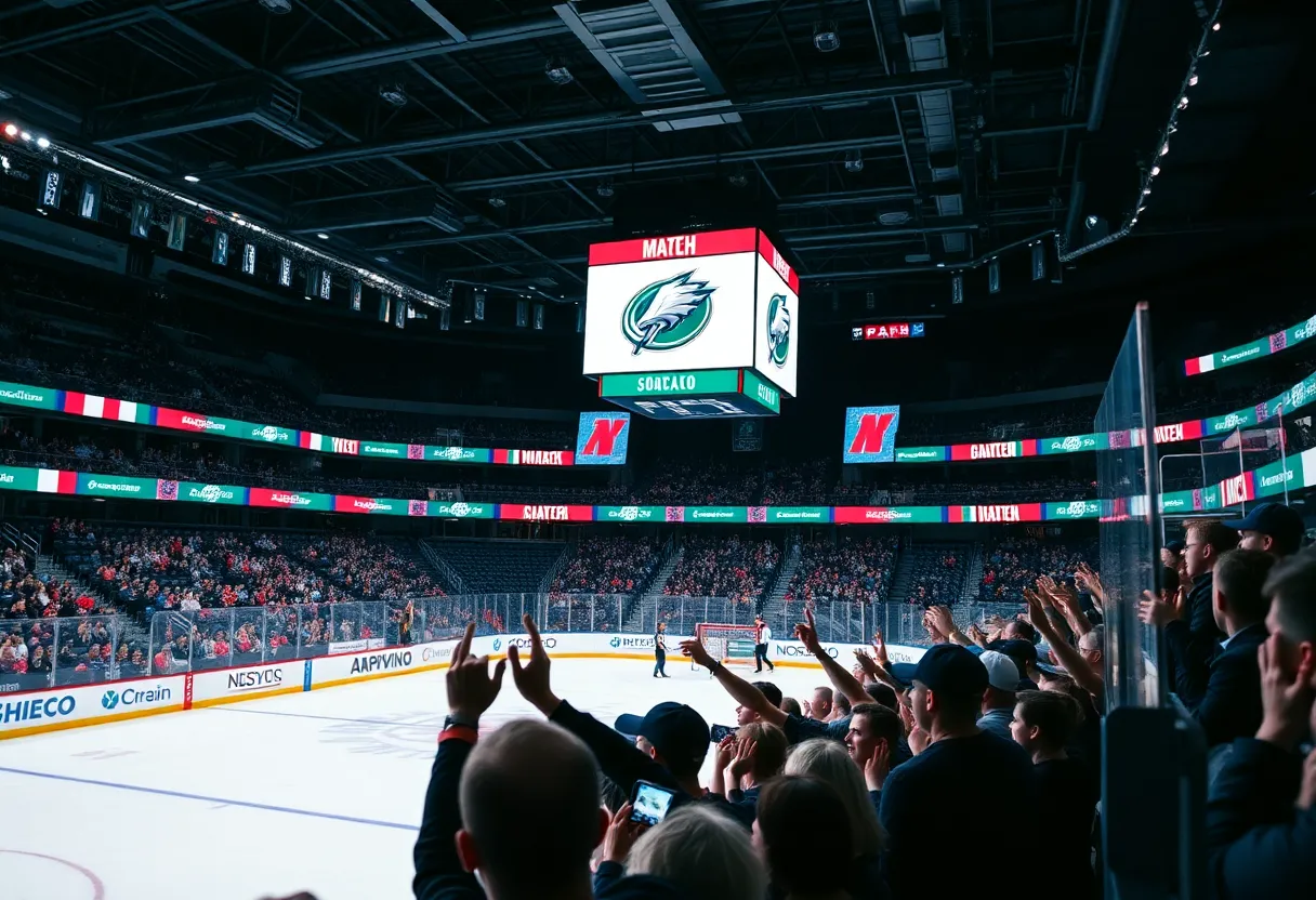 Fans showing support for the Atlanta Gladiators in the hockey arena